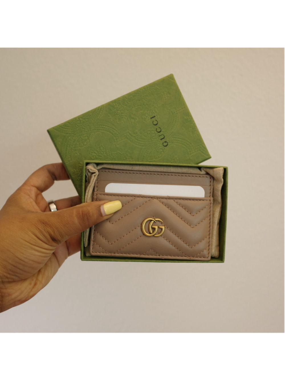 GUCCI Marmont Rose Taupe Card Case
